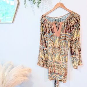 What Goes Around Comes Around Bohemian Patterned Women's Tunic Dress